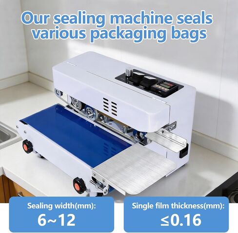 Commercial Heat Sealer Machine, Automatic Continuous Bag Band Sealing Machine with Digital Temperature Control, Adjustable Speed, Desktop Bag Sealer for Plastic Bags Films (110V/60HZ) in Kuwait