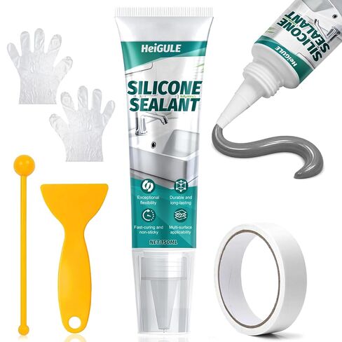 5.07 Oz Gray Silicone Caulk, Grey Caulking Waterproof, Fast-Curing | Gray Caulk Fast-Curing, Non-Sticky, Adheres Firmly to Surfaces Such as Glass, Metal, Ceramics and Plastics in Kuwait