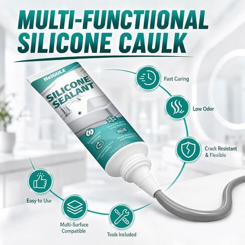 5.07 Oz Gray Silicone Caulk, Grey Caulking Waterproof, Fast-Curing | Gray Caulk Fast-Curing, Non-Sticky, Adheres Firmly to Surfaces Such as Glass, Metal, Ceramics and Plastics in Kuwait