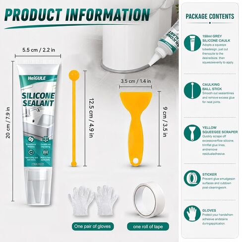5.07 Oz Gray Silicone Caulk, Grey Caulking Waterproof, Fast-Curing | Gray Caulk Fast-Curing, Non-Sticky, Adheres Firmly to Surfaces Such as Glass, Metal, Ceramics and Plastics in Kuwait