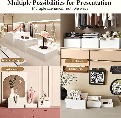 12Pcs Buffet Risers with Mini Sign and Maker Serving Tongs, White Acrylic Food Display Stand, for Buffet Table Party Catering Dessert Display Stands with Hollow Bottoms (10"9"8"7"6"5"4"3") in Kuwait