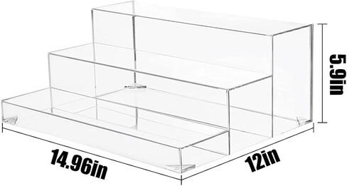 3 Tiers Assembled Bar Bottle Rack Display, Clear Acrylic Stand Riser, Bar Shelves for Liquor Bottles for Home Mini Bars, Restaurants, Party 15x12x6 inches in Kuwait