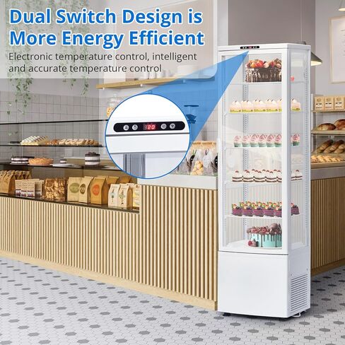 Garvee Commercial Cake Display Refrigerator, 9.8 Cu.Ft Upright Bakery Display Cooler, Countertop Cake Showcase with LED Light, Adjustable Shelves, Drink Dessert Display Fridge for Bakery and Cafe in Kuwait
