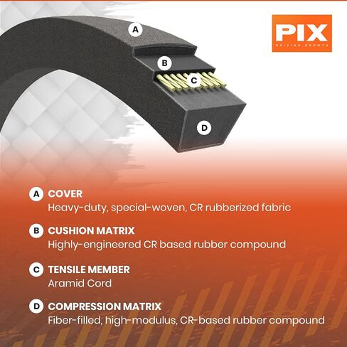 PIX TERMINATOR XS Single V-Belt, SPC 22 x 5000mm LP - Aramid-Corded Heavy-Duty Wrapped Rubber Drive Belt for Industrial Machinery Like Crushers, Mixers, Screens, Chippers, Stackers & Ball Mills in Kuwait