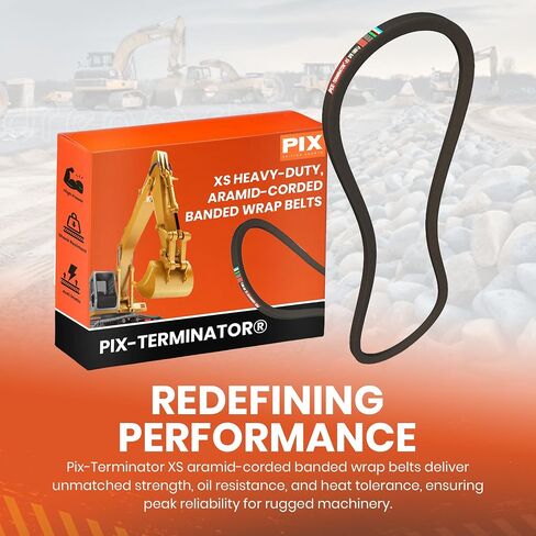 PIX TERMINATOR XS Single V-Belt, SPC 22 x 5000mm LP - Aramid-Corded Heavy-Duty Wrapped Rubber Drive Belt for Industrial Machinery Like Crushers, Mixers, Screens, Chippers, Stackers & Ball Mills in Kuwait