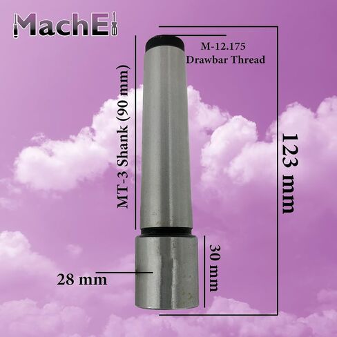 MachEl شجرة فارغة ناعمة قابلة لإعادة التشكيل - أداة متعددة الاستخدامات للطحن والمخرطة والحفر (ساق MT3 مع قضيب السحب M12 × 1.75) in Kuwait