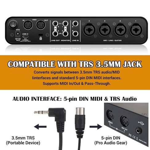 2 قطعة نوع A 3.5 مم/0.14 بوصة TRS إلى ذكر 5 دبوس DIN MIDI كابل 20 بوصة نوع A MIDI إلى 3.5 مم محول MIDI-Cable متعدد الاتجاهات MIDI-Adapter لمعدات تركيب لوحات المفاتيح in Kuwait