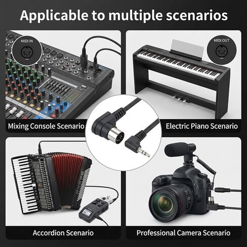 2 قطعة نوع A 3.5 مم/0.14 بوصة TRS إلى ذكر 5 دبوس DIN MIDI كابل 20 بوصة نوع A MIDI إلى 3.5 مم محول MIDI-Cable متعدد الاتجاهات MIDI-Adapter لمعدات تركيب لوحات المفاتيح in Kuwait