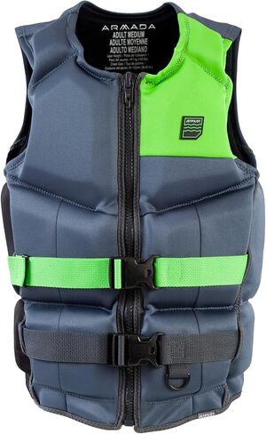 سترة النجاة Jetpilot Armada Neoprene - معتمدة من USCG من النوع III PFD، رغوة Aero-Jet، إيفوبرين خفيف للغاية، تصميم مرن مكون من 19 لوحة، أبازيم داخلية مزدوجة in Kuwait