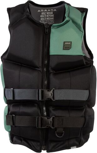 سترة النجاة Jetpilot Armada Neoprene - معتمدة من USCG من النوع III PFD، رغوة Aero-Jet، إيفوبرين خفيف للغاية، تصميم مرن مكون من 19 لوحة، أبازيم داخلية مزدوجة in Kuwait