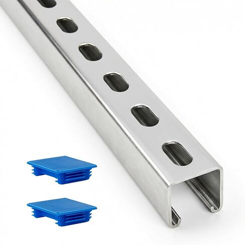 1-5/8" Strut Channel Trolley Track, 4.8 ft (57.5 in), 12 Gauge Metal Steel, Galvanized- High Zinc Coating with Spangle, Heavy-Duty U Channel with Short Slotted Back, Sturdy & Durable, 1 Pack in Kuwait