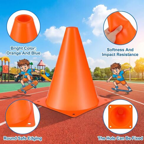 40 Pack 7 Inch Plastic Training Cones, Small Cones for Sports Football, Sports Agility Markers with Mesh Bag for Soccer, Basketball, Skating, Obstacle Course, Party, Indoor Outdoor in Kuwait