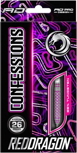 RED DRAGON Confession Steel Tip Darts Set - 85% Tungsten Darts with Nitrotech Shafts & Flights - Balanced Control & Consistent Throws - Available in Weights from 26g to 30g in Kuwait