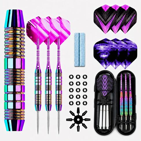 Darts Metal Tip Set - 3 Pack Steel Tip Darts with Aluminum Shafts, 9 Flights, 12 O Rings, Sharpener and Carrying Case for Bristle Dart Boards, Adults and Beginner & Pro Players in Kuwait