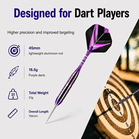 Darts Metal Tip Set - 3 Pack Steel Tip Darts with Aluminum Shafts, 9 Flights, 12 O Rings, Sharpener and Carrying Case for Bristle Dart Boards, Adults and Beginner & Pro Players in Kuwait
