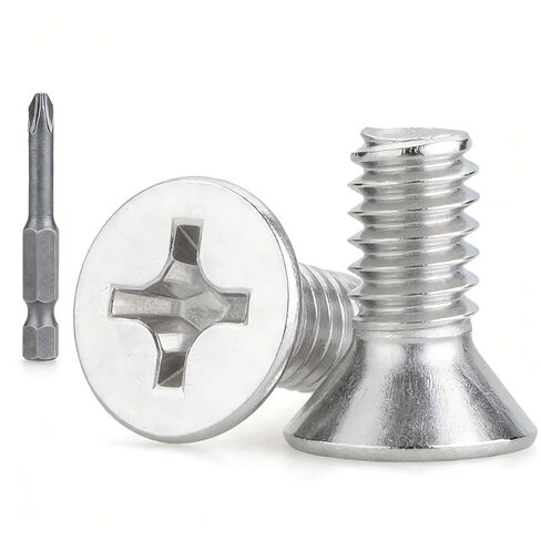 #6-32 x 1/4" (50 PCS) Countersunk Flat Head Machine Screws, 304 Stainless Steel with Free Bit, UNC Coarse Thread for Electrical Outlets, Switch Plates, Electronics, Machinery & DIY in Kuwait