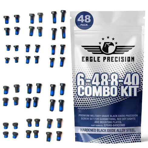 6-48 & 8-40 Combo Optics Mount Screw Kit (Oval + Fillister, 6/8/10mm, 48pc) for Rifles and red dot mounts in Kuwait