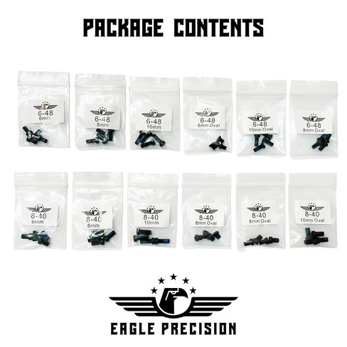 6-48 & 8-40 Combo Optics Mount Screw Kit (Oval + Fillister, 6/8/10mm, 48pc) for Rifles and red dot mounts in Kuwait