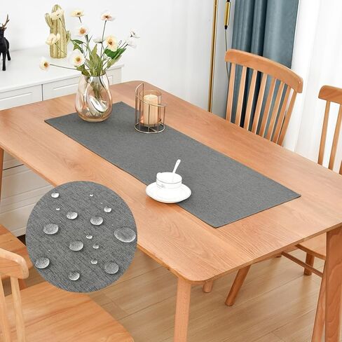 Farmhouse Rustic Table Runner Neutral Faux Linen Table Runners Water Resistant Short Table Runner 36 inches for Living Room Dresser Bedroom Kitchen Dining Party 13x36 Inch in Kuwait