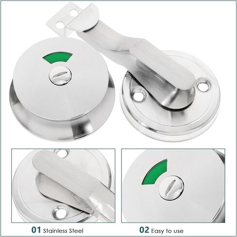 Stainless Steel Bathroom Door Lock with Privacy Indicator, Versatile Use for Office and Bathroom Doors, Commercial Restroom Partition Lock with Vacant Engaged Display, Sturdy in Kuwait