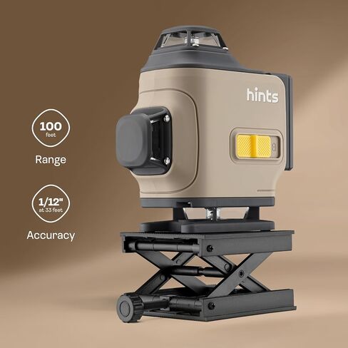 Hints 4D Laser Level Self-Leveling 4x360°, 4 Beams, 100Ft, ±1/12" Accuracy, IP54, Outdoor Pulse Mode, Remote and Gesture Control, Type-C Chargin, Storage Case and Extra Li-ion Battery included in Kuwait