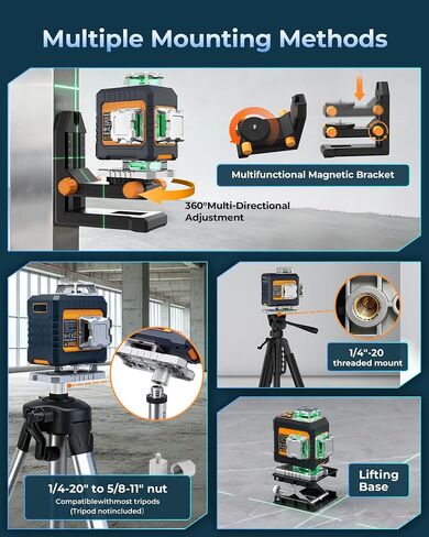 مستوى ليزر 360 ذاتي التسوية، أداة تسوية ليزر CIGMAN 4 × 360 درجة مع تطبيق وجهاز تحكم عن بعد، بطارية قابلة لإعادة الشحن، 4 مستويات سطوع، ليزر نيفيل للبناء والبلاط وتعليق الصور in Kuwait