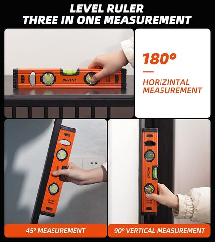 Torpedo Level, 12 Inch, Aluminum, Yellow, Bubble Level, Manual Operation, for Home and Job Site Use in Kuwait