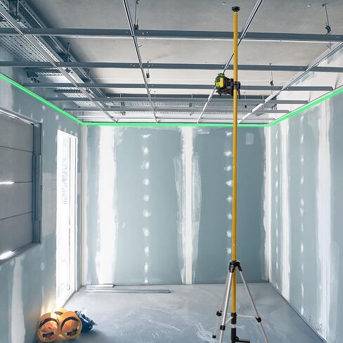 Firecore 3 x 360° Green Laser Level – Self-Leveling Cross Line Laser with 12Ft Telescoping Laser Pole & Tripod, 1/13" High Accuracy, 2 Rechargeable Li-Ion Batteries for Framing, Tiling & Construction in Kuwait