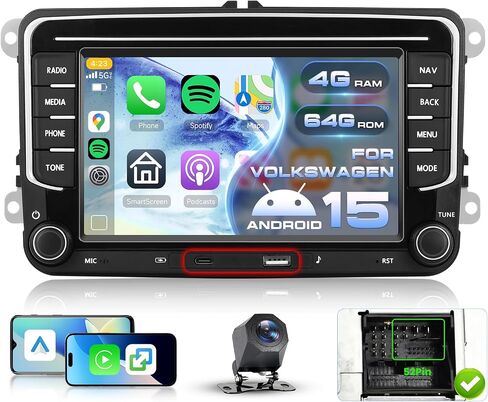 [ 4G+64G] Car Stereo for VW Golf Polo Passat B6 B7 Jetta Caddy Seat Tiguan Touran Skoda with Wireless Carplay Android Auto, Driauto 8 Inch Double Din Touch Screen Radio with GPS WiFi Bluetooth FM/RDS in Saudi Arabia