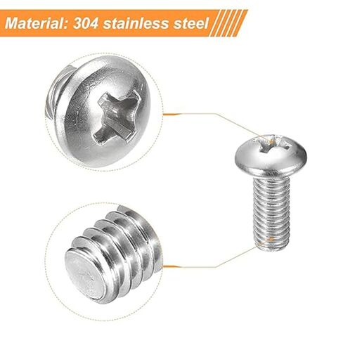 #10-32x1/2 Pan Head Machine Screws,Round Head Cross Screw,304 Stainless Steel 18-8 Screw,Phillips Drive,Fully Threaded,Bright Finish,Pack of 20 in Kuwait