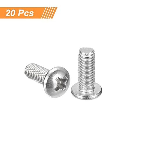 #10-32x1/2 Pan Head Machine Screws,Round Head Cross Screw,304 Stainless Steel 18-8 Screw,Phillips Drive,Fully Threaded,Bright Finish,Pack of 20 in Kuwait