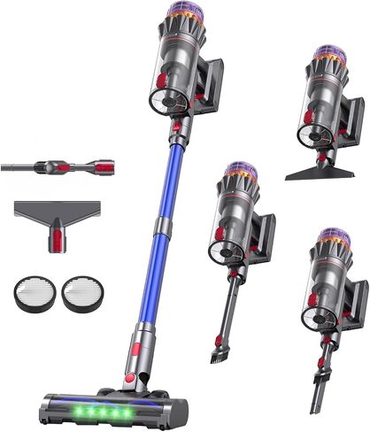 Cordless Vacuum Cleaner, 600W/55Kpa 70mins Stick Vacuum with Anti-Tangle Brush&Touch Screen,6-in-1 Vacuum Cleaners for Home,Hardwood Floors,Pet Hair,Carpet in Kuwait