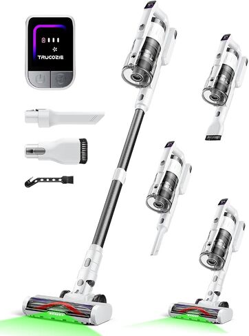 Cordless Vacuum Cleaner for Home, Upgraded 60Kpa Powerful Suction Pet Hair Vacuum with 70min Runtime, Green LED Light for Hardwood Floors & Carpet, Self-Standing Rechargeable Stick Vacuum, Golden in Saudi Arabia