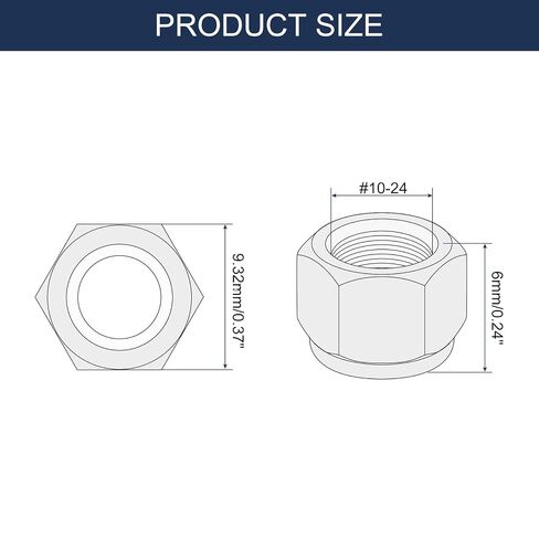 uxcell 50Pcs #10-24 Nylon Insert Hex Lock Nuts, 304 Stainless Steel Self-Locking Nylon Insert Stop Nut for Industrial Construction Fasteners, Silver & White in Kuwait