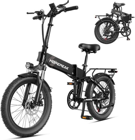 Folding Electric Bike for Adults, 20'' Fat Tire with Peak 1200W Brushless Motor, 28MPH, 48V 12Ah Removable Battery, Up to 65 Miles Range, Full Suspension Foldable Ebike in Kuwait