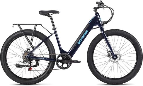 Schwinn Parkwood Electric Hybrid Bike, 350W Hub Motor, 27-Inch Wheel, Adult Bicycle, Blue in Kuwait