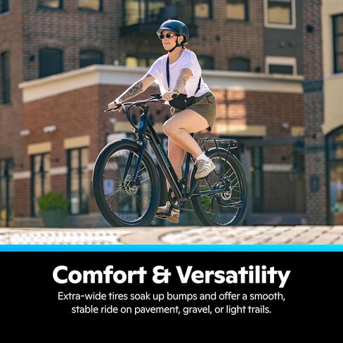 Schwinn Parkwood Electric Hybrid Bike, 350W Hub Motor, 27-Inch Wheel, Adult Bicycle, Blue in Kuwait