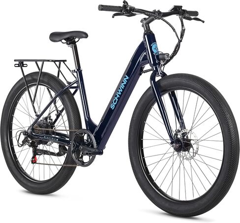 Schwinn Parkwood Electric Hybrid Bike, 350W Hub Motor, 27-Inch Wheel, Adult Bicycle, Blue in Kuwait