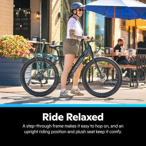 Schwinn Parkwood Electric Hybrid Bike, 350W Hub Motor, 27-Inch Wheel, Adult Bicycle, Blue in Kuwait