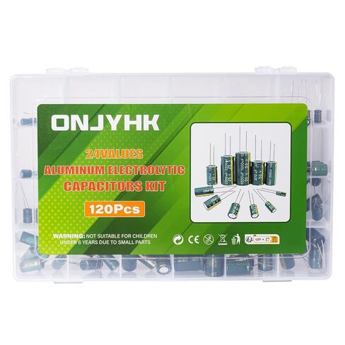 24Values Aluminum Electrolytic Capacitor Assortment Kit 1uF 2.2uF 4.7uF 10uF 22uF 47uF 100uF 220uF 470uF 680uF 1000uF 2200uF 16V 25V 35V 50V 63V Electrolytic Capacitors Set in Kuwait