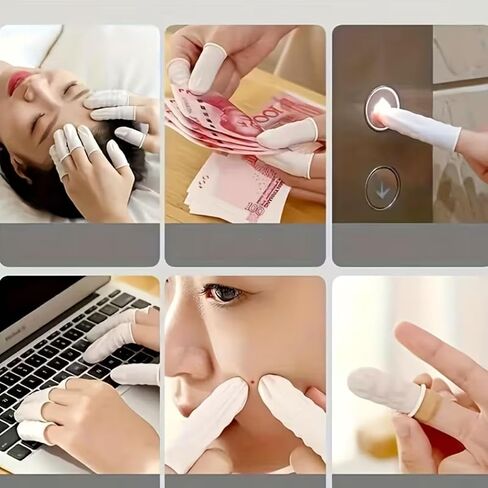 300PCS Disposable Latex Finger Cots, Anti-Slip Fingertip Protectors, Elastic Rubber Finger Covers for Beauty, Cleaning, Work & Daily Use in Kuwait