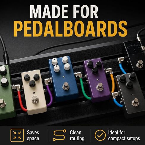Guitar Patch Cables Male-to-Male 6 inch Guitar Effect Pedal Cables with Oxygen-Free Copper, 1/4-inch Right Angle Low Profile Pancake Design Musical Accessories for Guitar Bass 6 Pcs in Kuwait