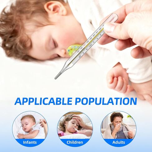 Glass Thermometer: Cuban Temperature Thermometer for Fever - Traditional Old Fashioned for Adults Kids ℃ & ℉ - 6Pack in Kuwait