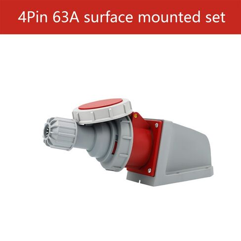 1 مجموعة IEC60309 IP67 موصل صناعي مقاوم للماء مقبس التوصيل 5Pin 63A 380V-415V 3P+E+N 6H مجموعة توصيل الطاقة المثبتة على السطح للطيران والصناعة in Kuwait