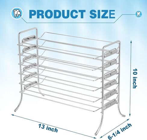 Moxweyeni Dental Instrument Tray Rack for Size F Trays 6-Tier Dental Organizer Chrome Plated Medical Tool Holder for Sterilization Friendly Corrosion (Model 300trf) in Kuwait
