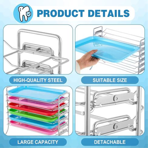 Moxweyeni Dental Instrument Tray Rack for Size F Trays 6-Tier Dental Organizer Chrome Plated Medical Tool Holder for Sterilization Friendly Corrosion (Model 300trf) in Kuwait