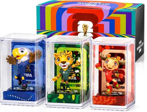FIFA 3 Pack Official Licensed World Cup 2026 Mascot Trio- Clutch, Maple & Zayu 4" Collectible Vinyl Figure Display Statue Set with Acrylic Case, Personalized Gift for Soccer Fans & Collectors (4 inch) in Kuwait