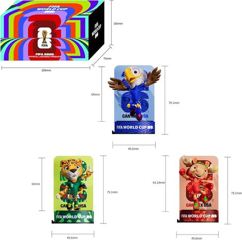 FIFA 3 Pack Official Licensed World Cup 2026 Mascot Trio- Clutch, Maple & Zayu 4" Collectible Vinyl Figure Display Statue Set with Acrylic Case, Personalized Gift for Soccer Fans & Collectors (4 inch) in Kuwait
