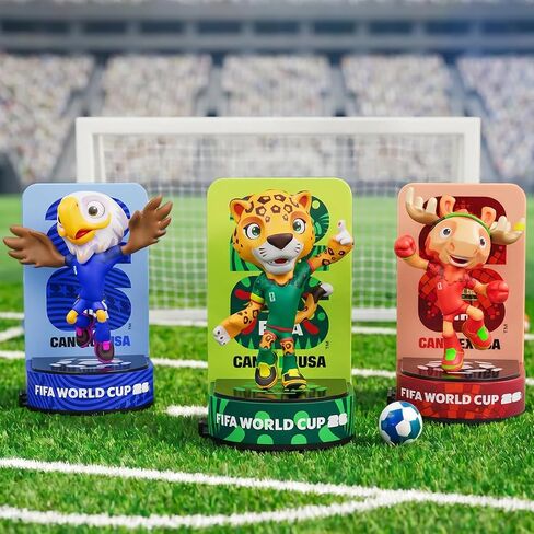 FIFA 3 Pack Official Licensed World Cup 2026 Mascot Trio- Clutch, Maple & Zayu 4" Collectible Vinyl Figure Display Statue Set with Acrylic Case, Personalized Gift for Soccer Fans & Collectors (4 inch) in Kuwait