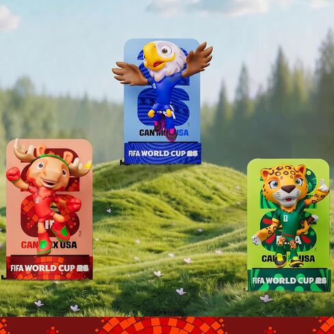 FIFA 3 Pack Official Licensed World Cup 2026 Mascot Trio- Clutch, Maple & Zayu 4" Collectible Vinyl Figure Display Statue Set with Acrylic Case, Personalized Gift for Soccer Fans & Collectors (4 inch) in Kuwait